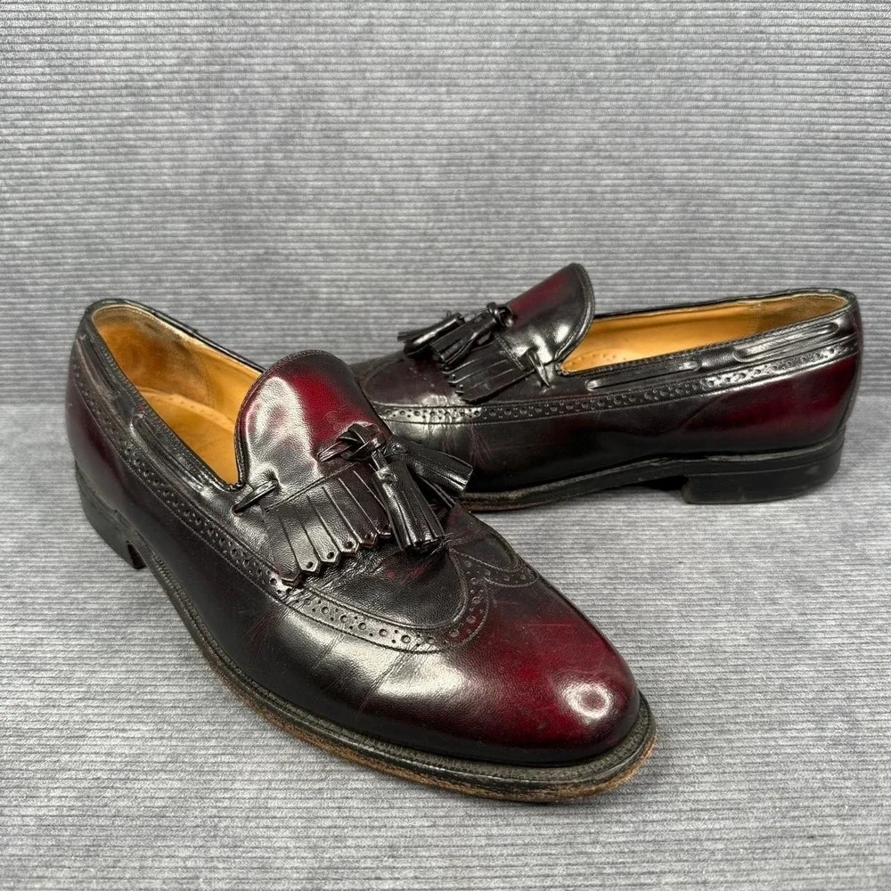Johnston‎ & Murphy Mens Burgundy Wingtip Tassel Kiltie Loafers Dress Shoes 9 M